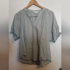 Lush Soft Green Ruffle Sleeve Blouse
